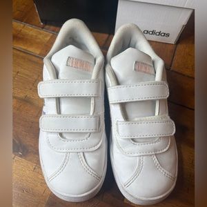 Adidas 10 toddler white Velcro iridescent stripes